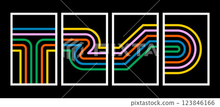 Groovy seamless patterns. Set of vector backgrounds in trendy retro trippy style. 60s and 70s style. Vector illustration. 123846166