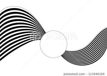 Abstract black and white wave on the background with white circle. Eps 10 123846169