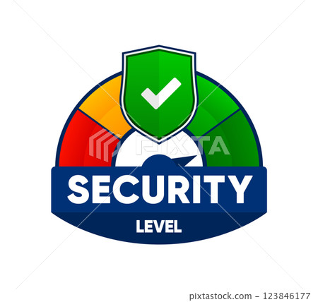 Certified Level logo badge with shield shape vector. Digital certificates of criteria levels. Vector illustration. Certified Level logo badge with shield shape vector. Digital certificates of criteria levels. Vector illustration. 123846177