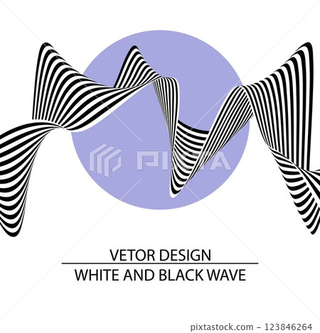 Abstract black and white waves. Wave pattern with purple circle. Eps 10 123846264