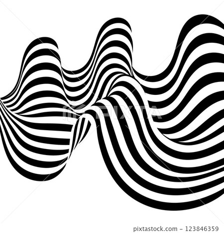 Black on white abstract perspective line stripes with 3d dimensional effect isolated on white. Eps 10 123846359