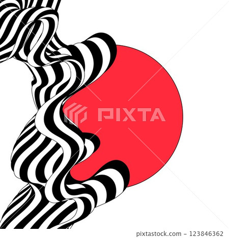 Abstract black and white wave on a background of RED circles. Eps 10 123846362