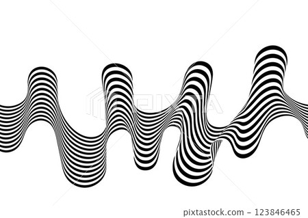 Black on white abstract perspective lines of wavy lines with three-dimensional effect isolated on white. Eps 10 123846465