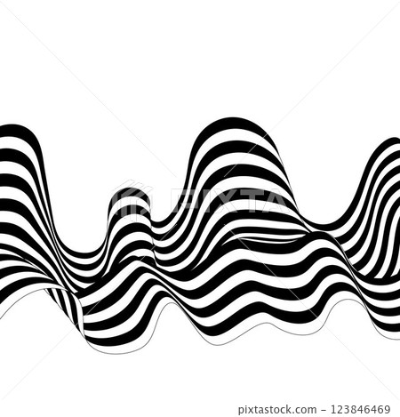 Abstract background with wave lines. Dynamic abstract vector design. 3D optical illusion- line art. Eps 10 123846469