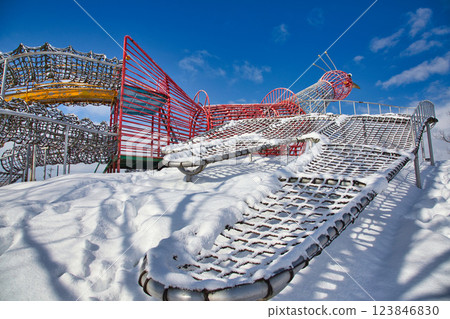 Shimouma Central Park, a playground in the snow Shimouma Central Park, a playground in the snow 123846830