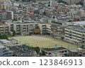 A green school in a residential area 123846913