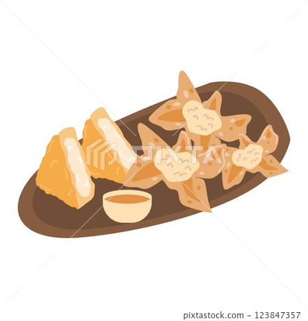 batagor is a typical Indonesian snack, food made from flour, with peanut sauce 123847357