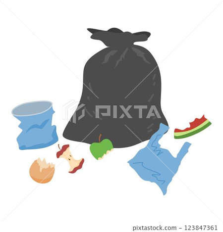 many piles of trash with plastic bags many piles of trash with plastic bags 123847361
