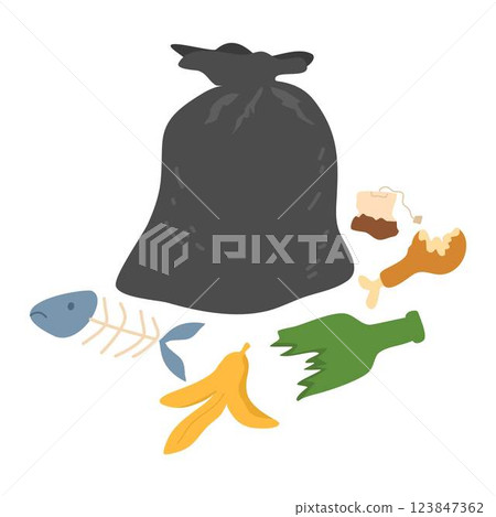 Pile of household trash illustration Pile of household trash illustration 123847362