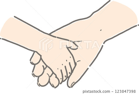 成人和兒童手牽手的向量插圖 123847398