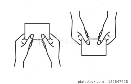 Business card exchange vector icon set. Simple line drawings that can be used for business etiquette, greetings, and business negotiations. Business card exchange vector icon set. Simple line drawings that can be used for business etiquette, greetings, and business negotiations. 123847428