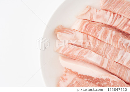 五花肉（豬頸肉）特寫 123847510