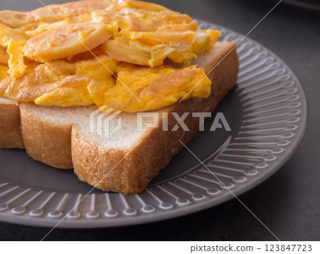 Egg and sausage toast Egg and sausage toast 123847723