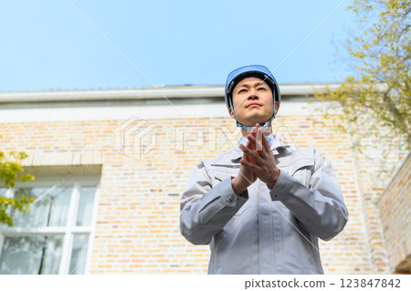 Worker style male portrait 123847842