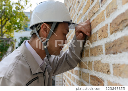 Worker style male portrait 123847855