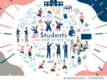 Students enjoying school life 123848261