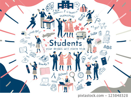 學生們享受學校生活 123848328