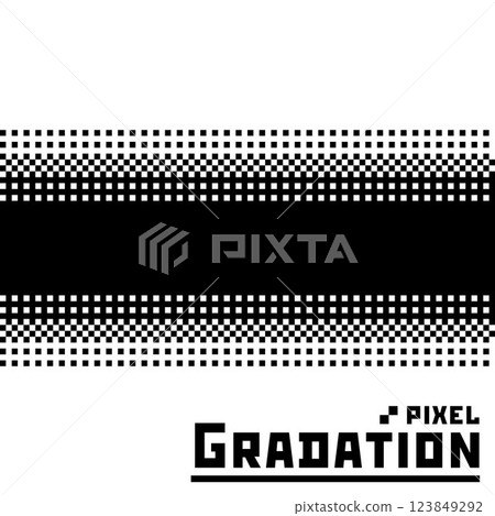 Simple pixel art illustration material - Black to transparent (white) gradation - Square 123849292