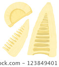 去皮切好的竹筍、春天的味道、當季蔬菜的插圖集 123849401