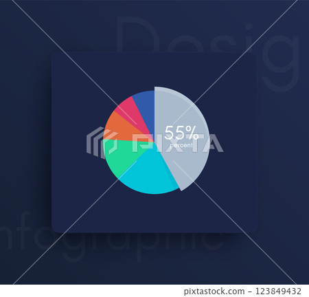 Modern infographic vector elements for business brochures. Use in website, corporate brochure, advertising and marketing. Pie charts, line graphs 123849432