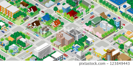等距城市景觀的鳥瞰圖 等距城市景觀的鳥瞰圖 123849443