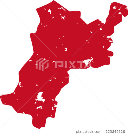 「岩手」地圖的紅色印章，向量插圖 123849628