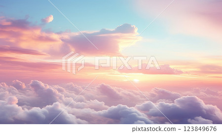 Vanilla Sky Sunset Clouds Pastel Colored Sky 123849676