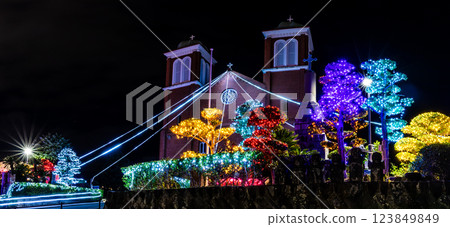 Urakami Cathedral Christmas illuminations panorama [Nagasaki City] 123849849