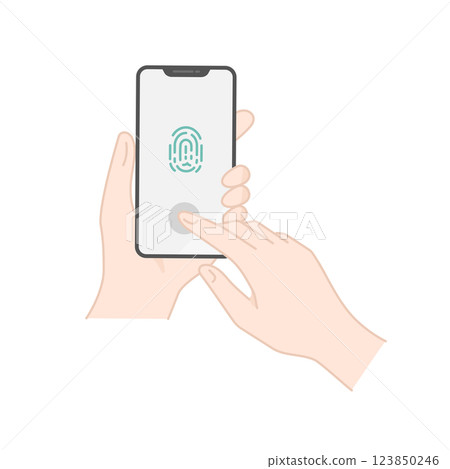 智慧型手機指紋認證的插圖/圖示(平面設計) 智慧型手機指紋認證的插圖/圖示(平面設計) 123850246
