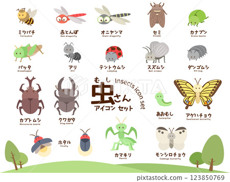 昆蟲套裝_無主線的扁平設計 昆蟲套裝_無主線的扁平設計 123850769