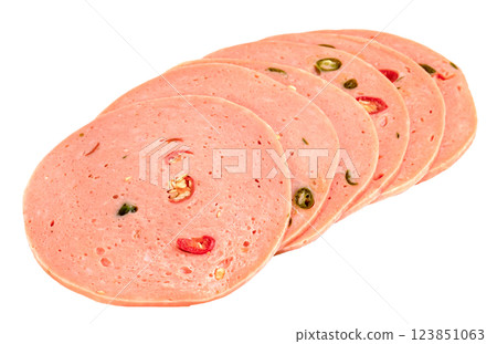 bologna sliced isolated. bologna sliced isolated. 123851063