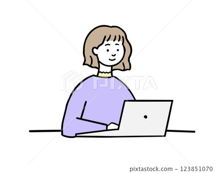 女人操作一台個人計算機 123851070