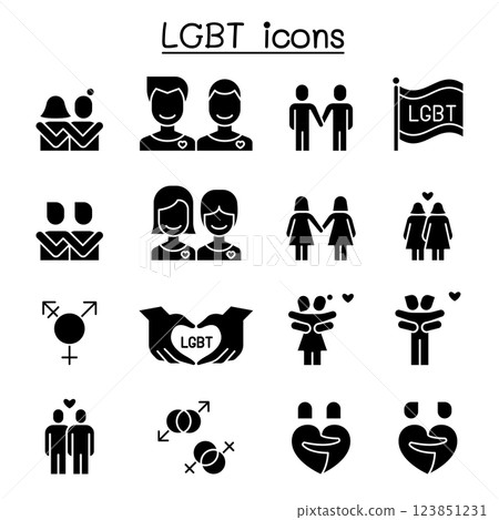 LGBT, Homosexual, gay, lesbian icon set in glyph style LGBT, Homosexual, gay, lesbian icon set in glyph style 123851231