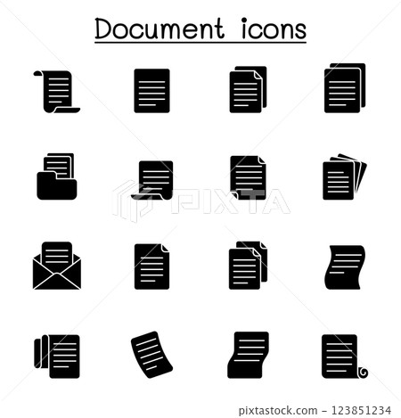 document icon set in glyph style 123851234