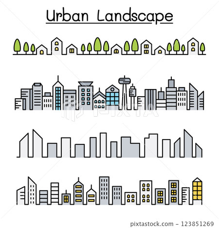 Urban Landscape, city skyline vector illustration graphic design in colorline style Urban Landscape, city skyline vector illustration graphic design in colorline style 123851269