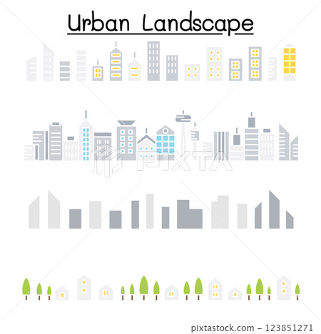Urban Landscape, city skyline vector illustration graphic design in flat color style 123851271