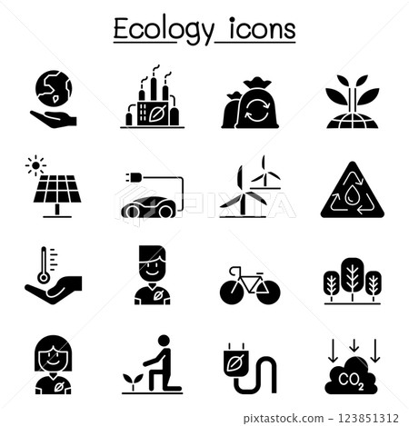 Ecology and Environmental icon set in glyph style 123851312