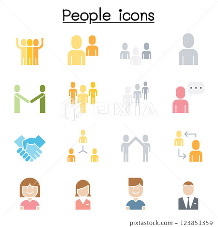 People icon set in flat color style People icon set in flat color style 123851359