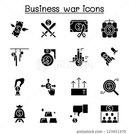 Business war, Trade war and business crisis icon set in glyph style Business war, Trade war and business crisis icon set in glyph style 123851370