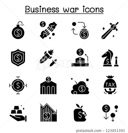 Business war icon set in glyph style Business war icon set in glyph style 123851391