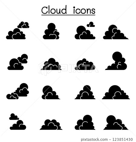 Cloud icon set in glyph style 123851430