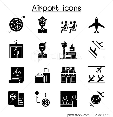 Airport icon set in glyph style 123851439