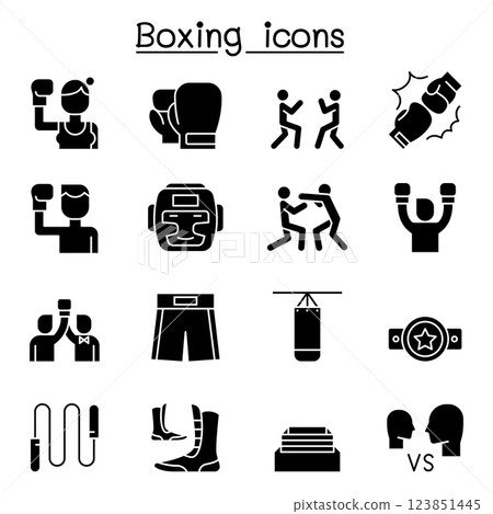 Boxing icon set in glyph style 123851445