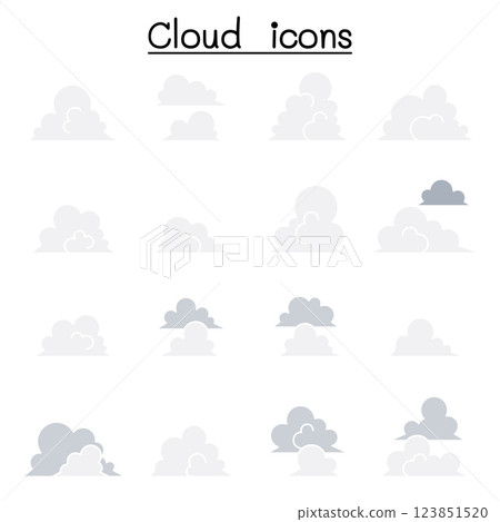 Cloud icon set in flat color style 123851520
