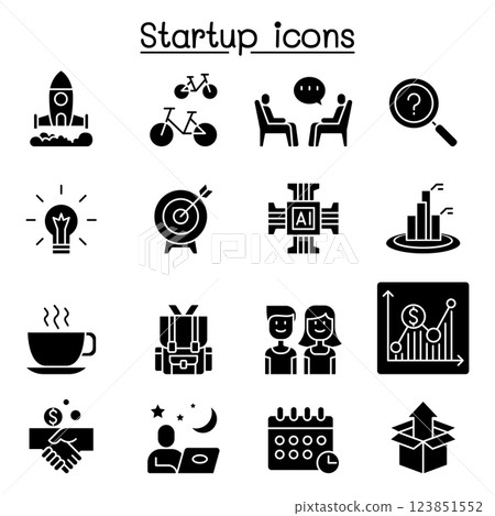 Startup icon set in glyph style Startup icon set in glyph style 123851552
