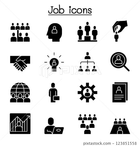 human resources icon set in thin lines style in glyph style human resources icon set in thin lines style in glyph style 123851558