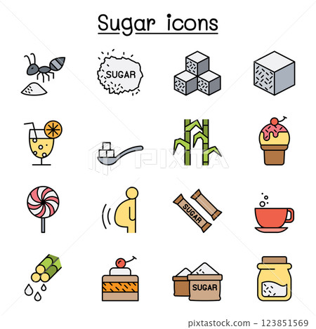 Sugar icon set in colorline style 123851569