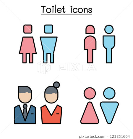 Toilet icon set in colorline style 123851604