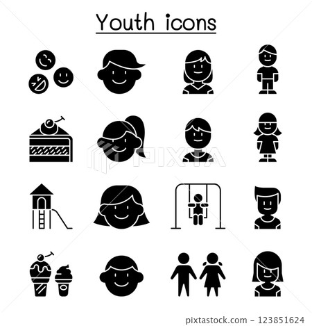 Youth icon set in glyph style Youth icon set in glyph style 123851624