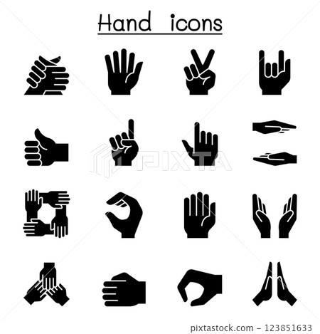 Hand icon set in glyph style 123851633